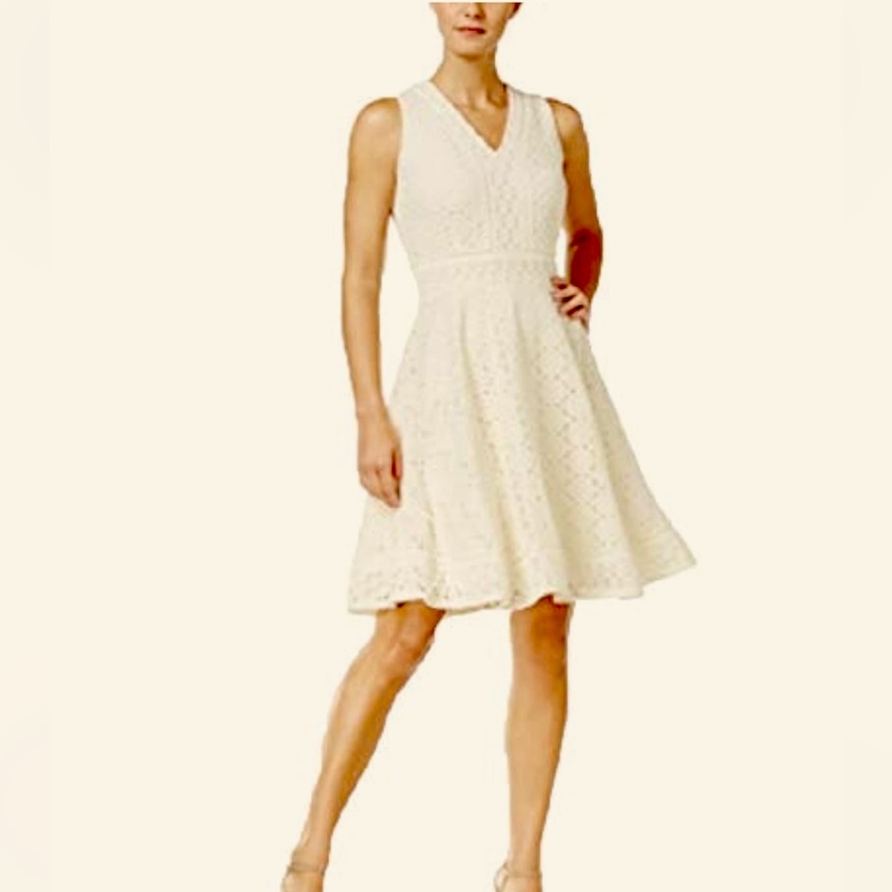 Charter Club- Vintage Cream color- Lace Midi Dress- NWT- Size: Medium Petite.